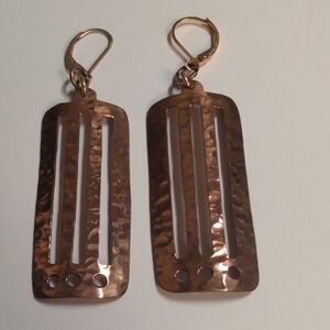 Hammered Copper Dangle Earrings